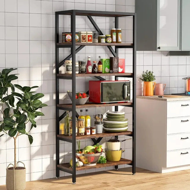 71" 6-Tier Industrial Bookshelf 4