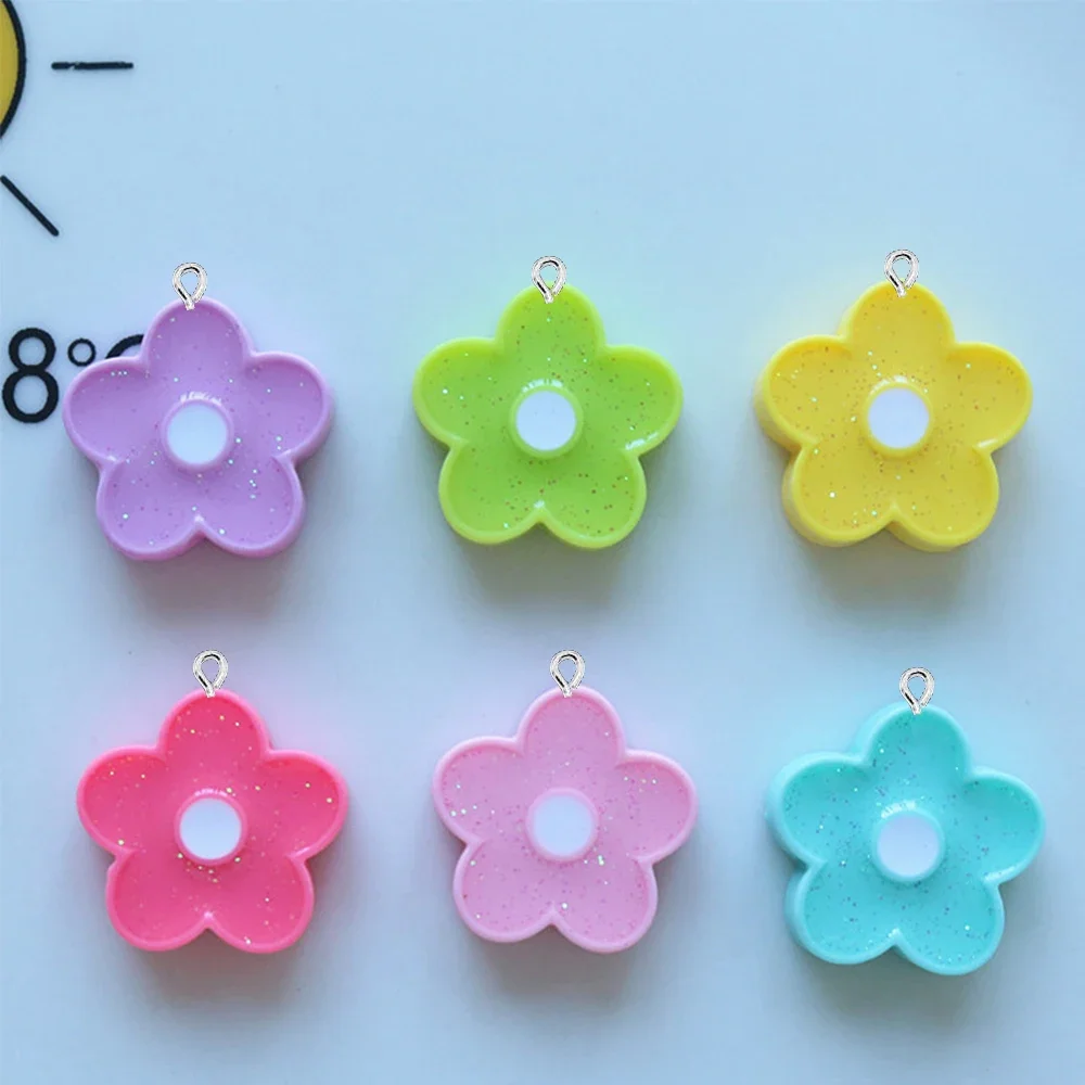 

10PCS Glitter 18x18mm Flower Series Flat Back Charms For Earrings Bracelet Hairpin DIY Jewelry Pendants Decoration Accessories