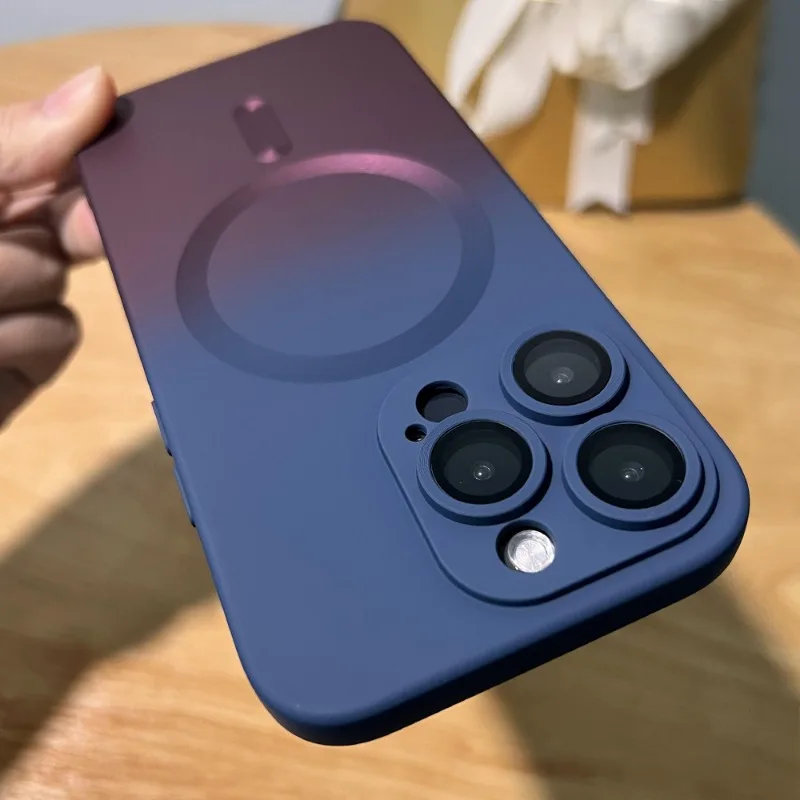 Magnetische für Magsafe Wireless Charging Farbverlauf Bunte Hülle für IPhone 15 14 Pro Max 13 12 11 Plus Weiche Silikonhülle_voghion.com