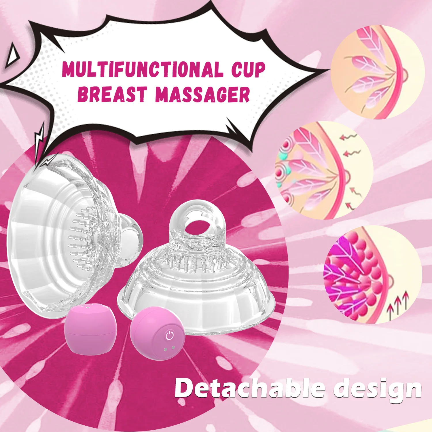 Vibratore a ventosa per capezzoli con telecomando per donne, massaggiatore per il seno, copricapezzoli, giocattoli sessuali BDSM per adulti e coppie._voghion.com