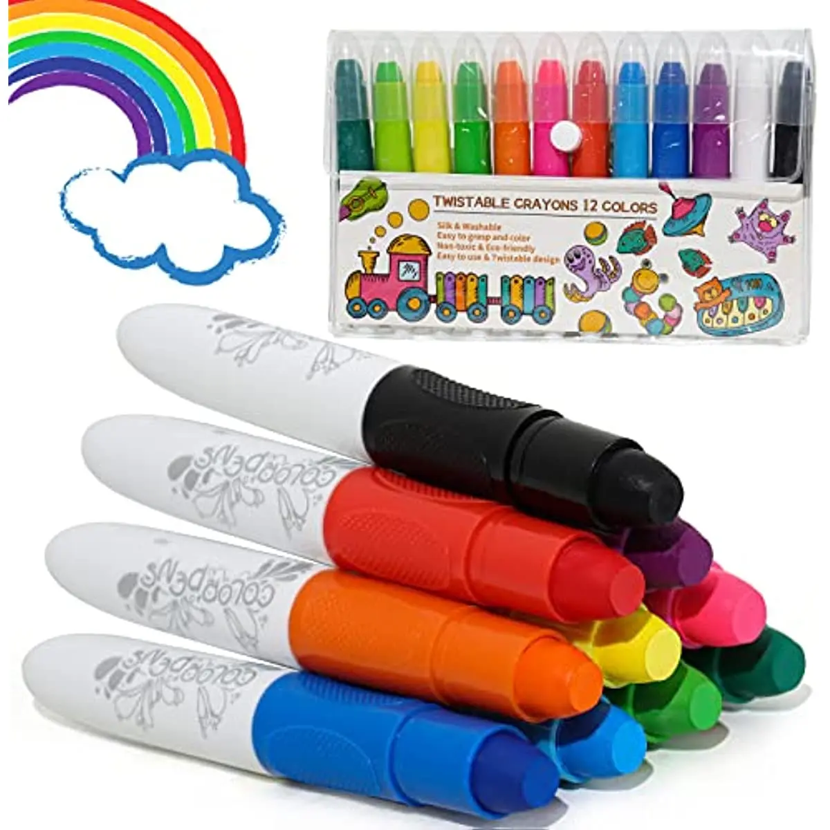 Durable And Won't Stain Hands Colored Twistable Crayons 12/18/24-color Set  - Temu Philippines