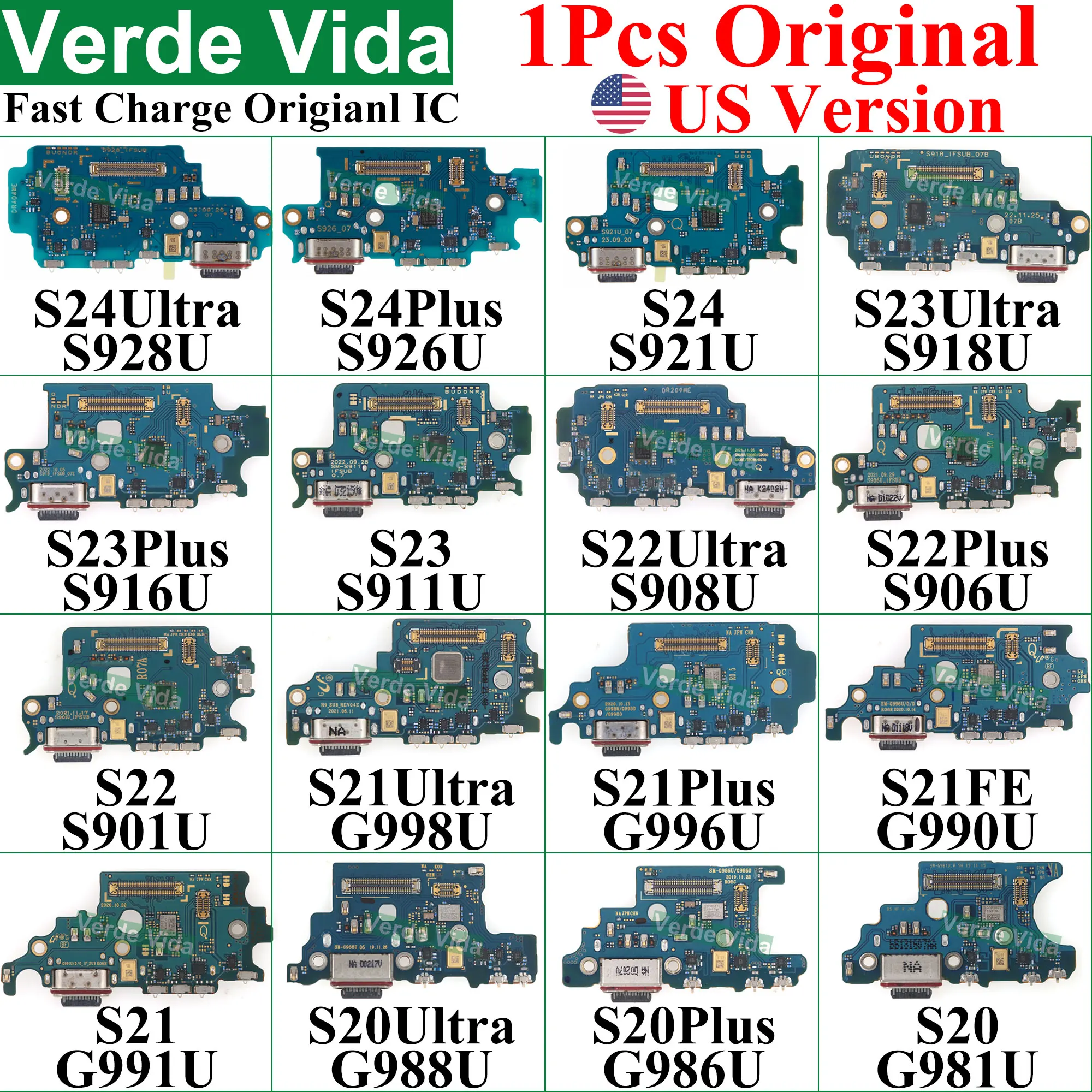 USB شحن ميناء مجلس النسخة الأمريكية حوض موصل الكابلات المرنة لسامسونج S928U S918U S908U S906U S23 S24 الترا S22 زائد S21 FE