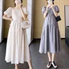 New Maternity Dresses Summer Fashion A-line Loose Short Sleeve Skirt Pregnant Women Clothing Pregnancy Mom Printed Doll Dress 1