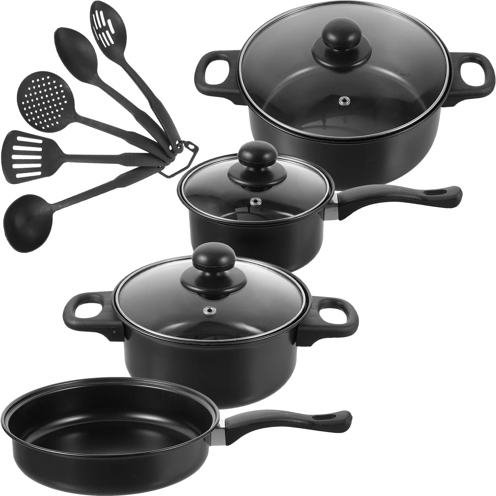 

7 Pcs Cast Iron Pots And Pans Set Skillet Fry Pans Cooking Pots Nonstick Cookware Utensils For Christmas Kitchen