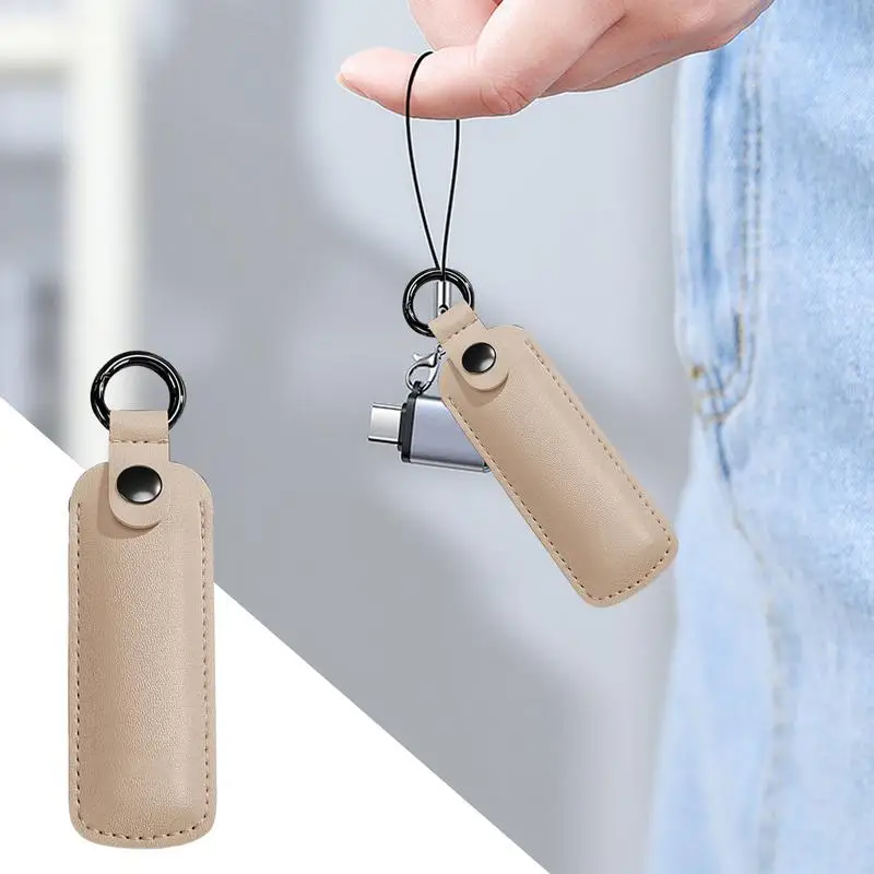 USB Flash Drive Pouch USB Storage Leather Case Protective Cover USB Drive Protection Box With Key Ring For U Disk Flash Drive