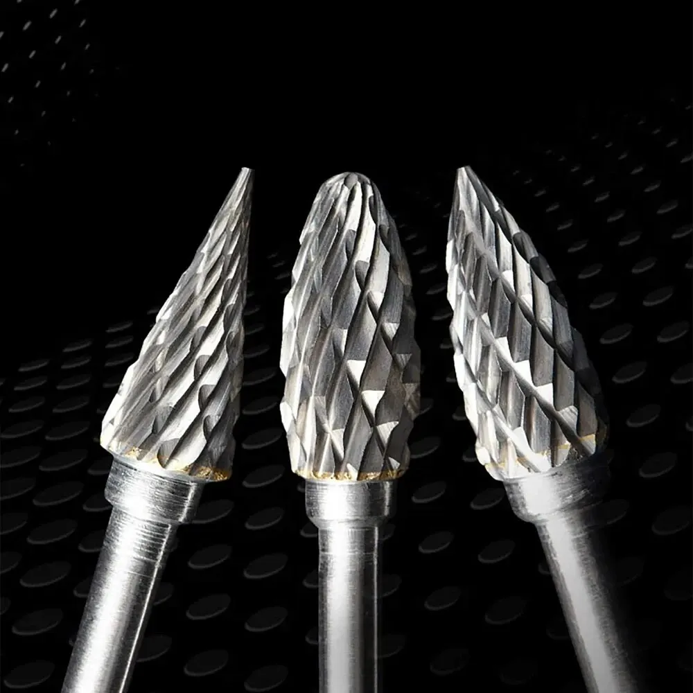 Milling Cutter 10 PCs 1/8" Shank Tungsten Carbide Rotary Tool Burr Double Diamond Cut Electric Grinding