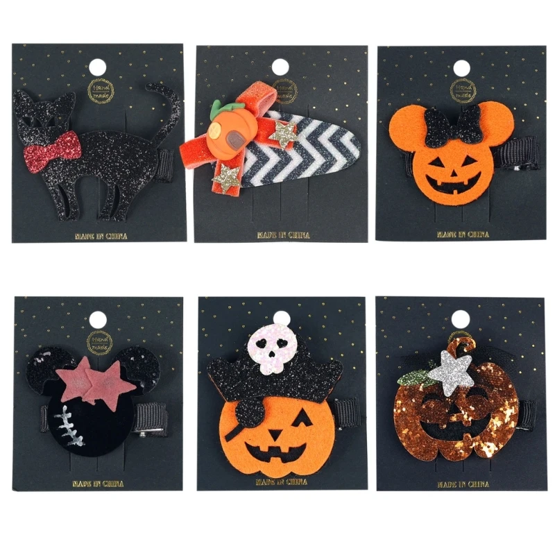 Halloween Hair Clip Pumpkin Pattern Trendy Hair Barrettes Hairclip Funny Charm Hairpin Party Headwear Gift for Girls 500 bullets 1 gun metal gun with rubber band fun folding pistol key charm pendant kids birthday gifts outdoors party game