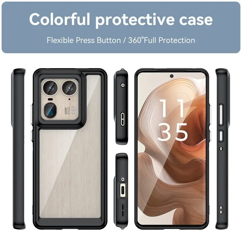ELVEV Clear Protective Phone Cover - Transparent Back, Durable PC + TPU Material