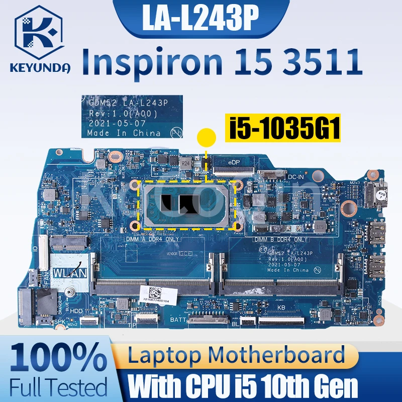 For Dell Inspiron 15 3511 Notebook Mainboard LA-L243P 03P9HH