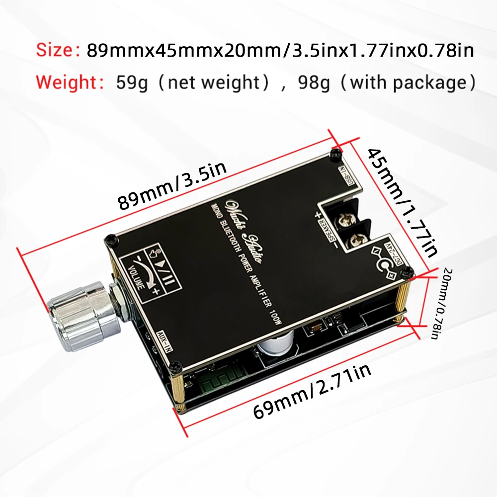 ZK-1001B Mono 100W Bluetooth 5.1オーディオパワーアンプ