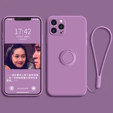 

Square Liquid Silicone Ring Holder Phone Case For iphone 11 12 13 Pro Xs Max 7 8 6S 6 Plus 12 13 Mini XR X SE Shockproof Cover