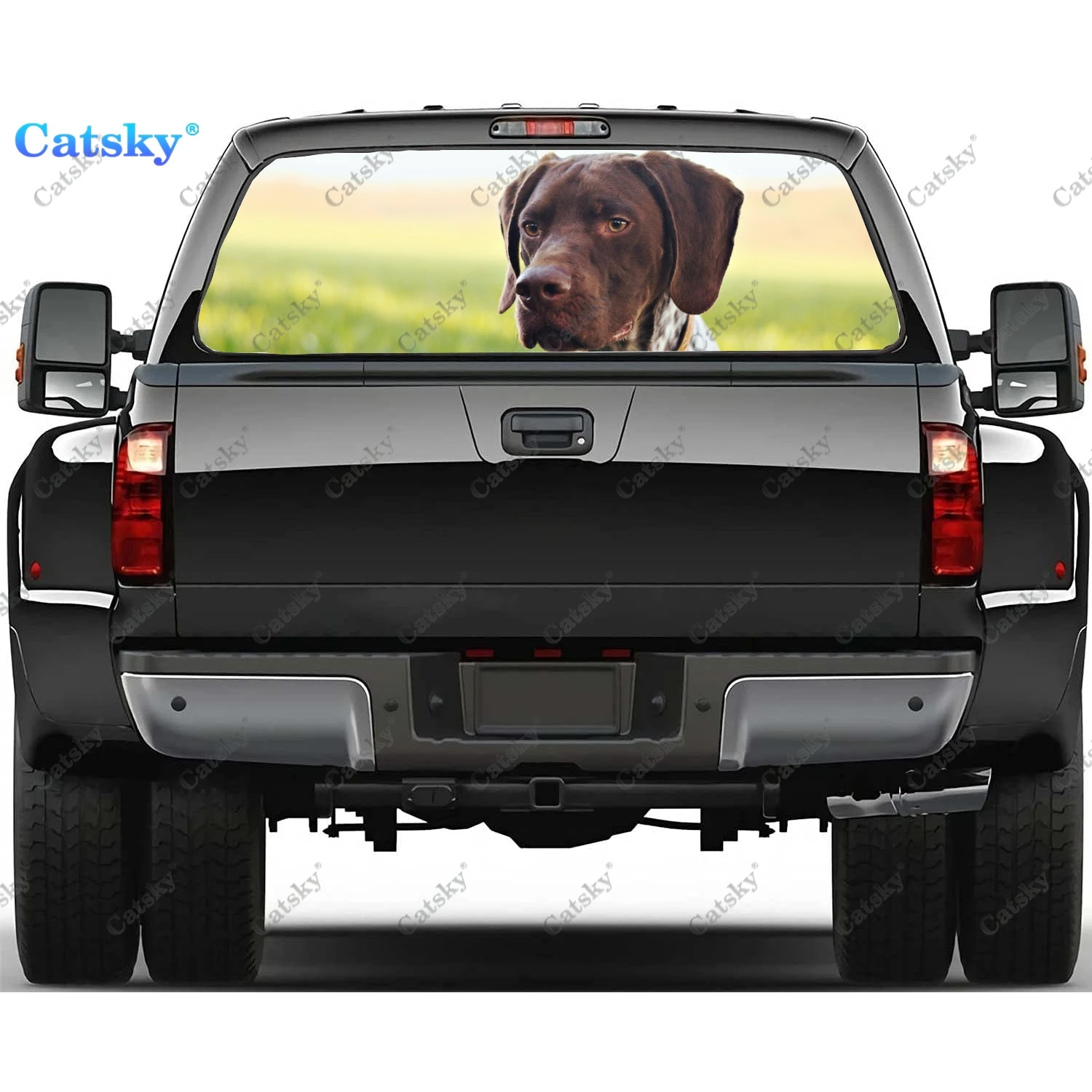 

Animal German Shorthaired Pointer Car Rear Window Stickers Windshield Decal Truck Rear Window Decal Perforated Vinyl Graphic