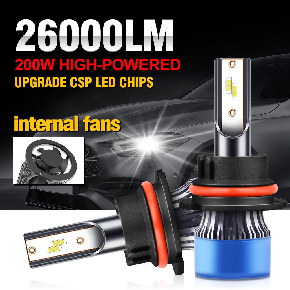 H7 LED Headlights Bulbs With Fan 200W 26000LM H1 H4 H11 9005 HB3 9006 HB4 CSP Chips Car Lights 6000K Plug&Play 12V 24V Fog Lamps