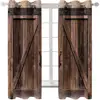 Two piece set of curtains, metal grommets. Dark brown, barn wooden door. Polyester, with dustproof and waterproof properties 3