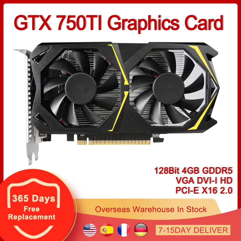 Графическая карта GTX 750TI видеокарта PCI-E X16 2 0 750 бит GDDR5 4 Гб видеокарты HD VGA DVI-I для