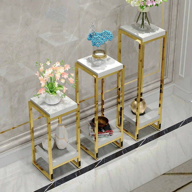 

Flower rack, storage rack, household living room, indoor stainless steel partition, floor standing Nordic decoration, simple