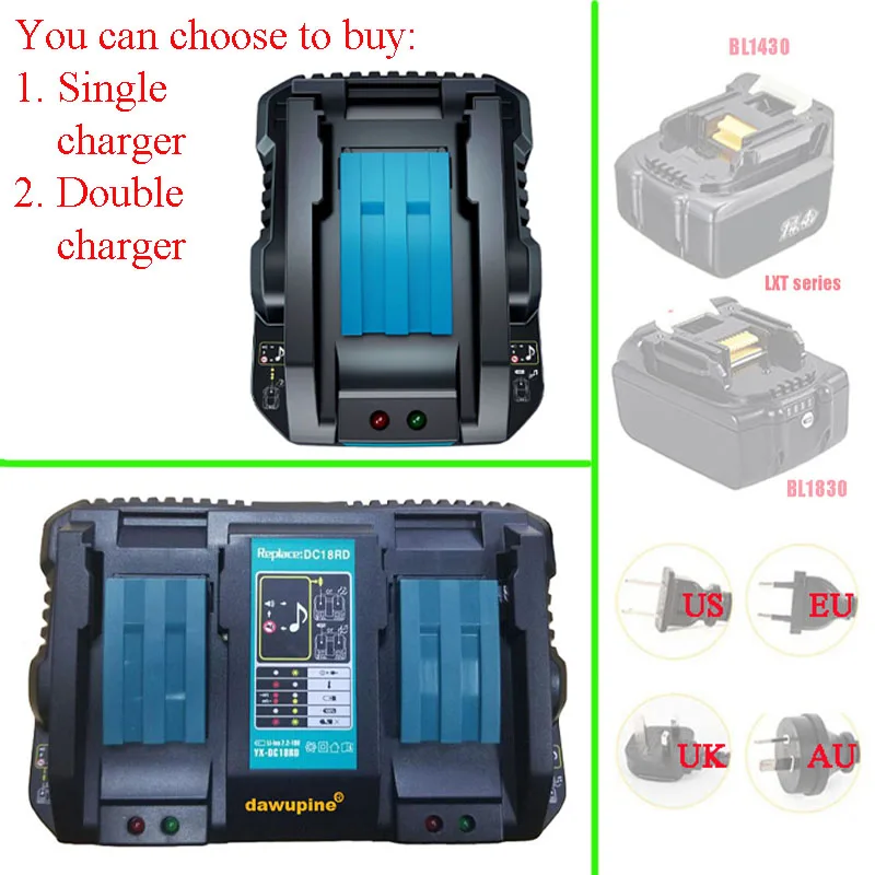 Double Li-ion Battery Charger 4A Charging Current for Makita 14.4V 18V  Lithium Battery BL1830 Bl1430 DC18RC DC18RA Power tools - AliExpress