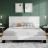 SHA CERLIN King Platform Bed Frame with Velvet Upholstered Headboard, Mattress Foundation with Strong Wooden Slats Support, No B 1