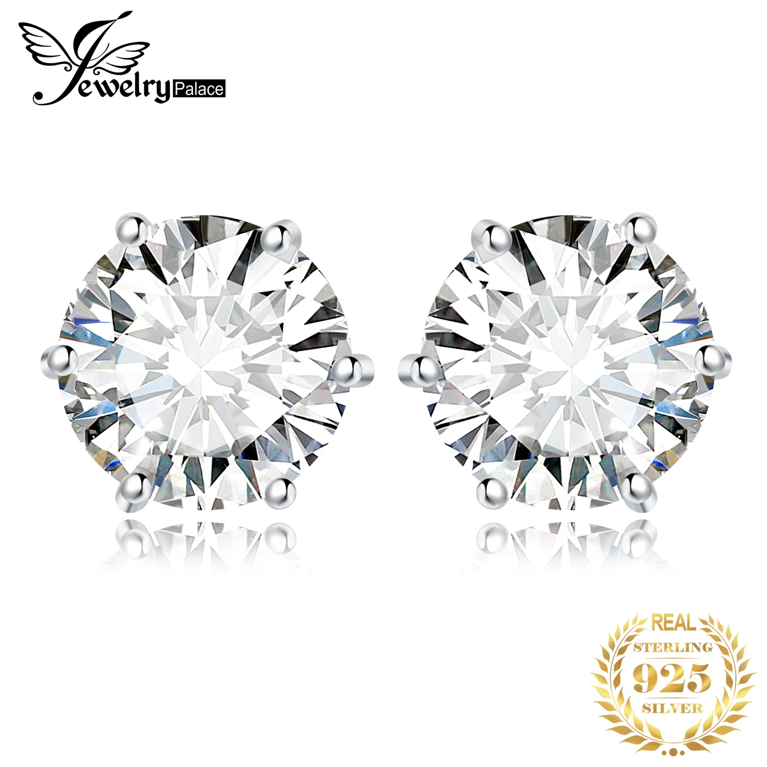 

JewelryPalace Moissanite D Color Total 0.6ct 1ct 2ct 3ct 4ct 6ct S925 Sterling Silver Stud Earrings for Woman