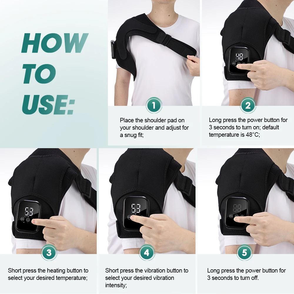 Electric Heating Shoulder Massage Heated Shoulder Brace Vibration Shoulder Massage Support Belt Strap for Arm Muscle Relaxation