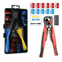 Versatile Self - Adjusting Wire Stripper and Cable Cutter Kit with Case (Black)