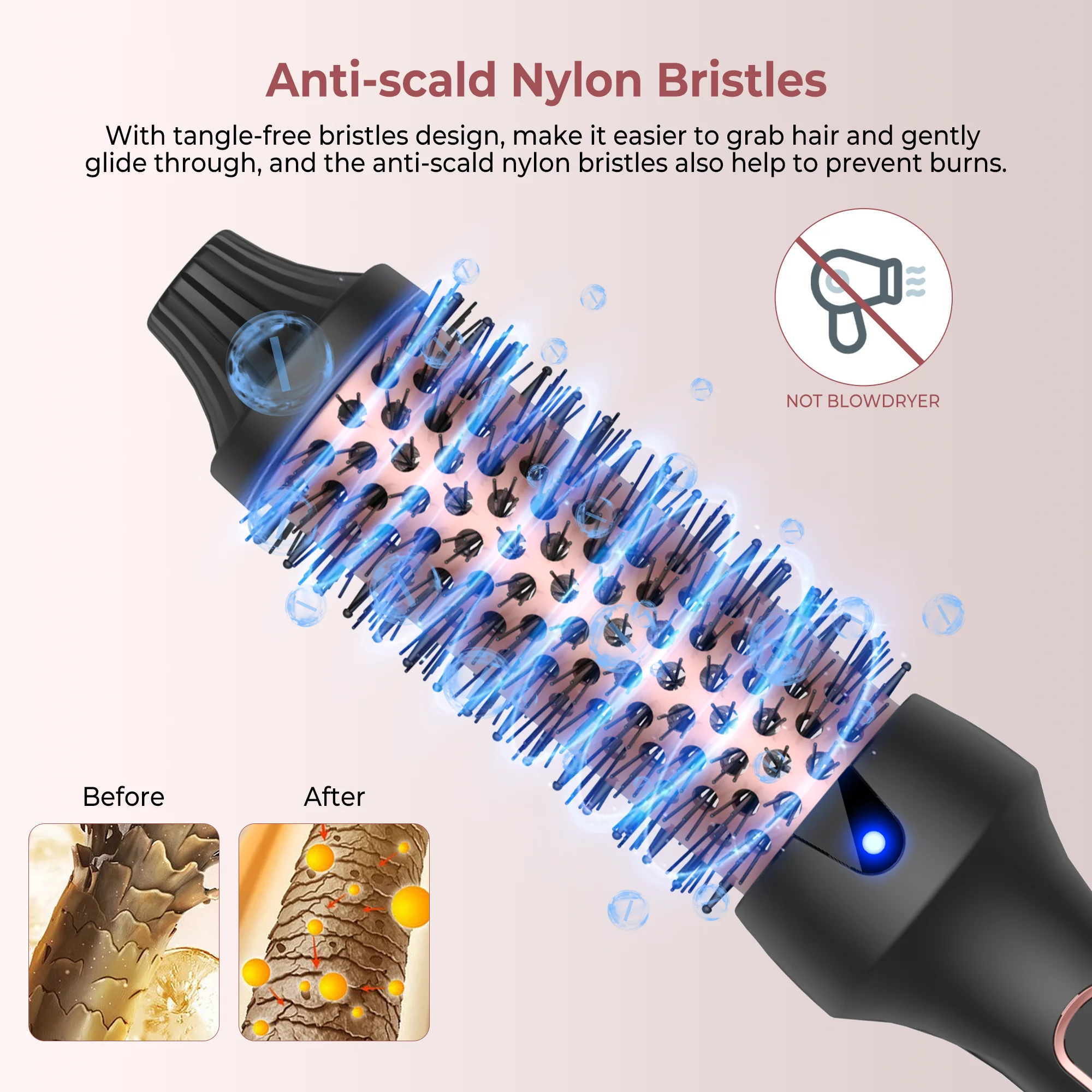 Hair Curler Hair Iron 1.5 Inch Thermal Brush Create Loose & Volume Curls Heated Curling Iron Brush 9 Heat Settings Ionic Hair Curler Curling Comb hair curler,hair iron