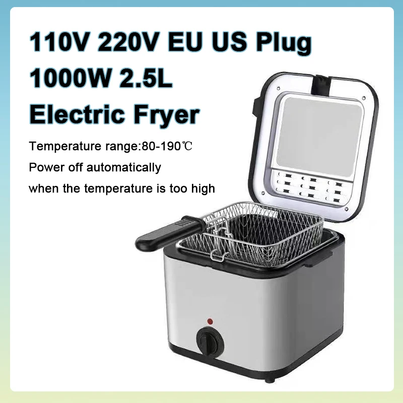 110V 220V 1000W 2.5L Home Multi Functional Electric Fryer Oil Fryer French Fries Chicken Wings Snack Machine deep fryer