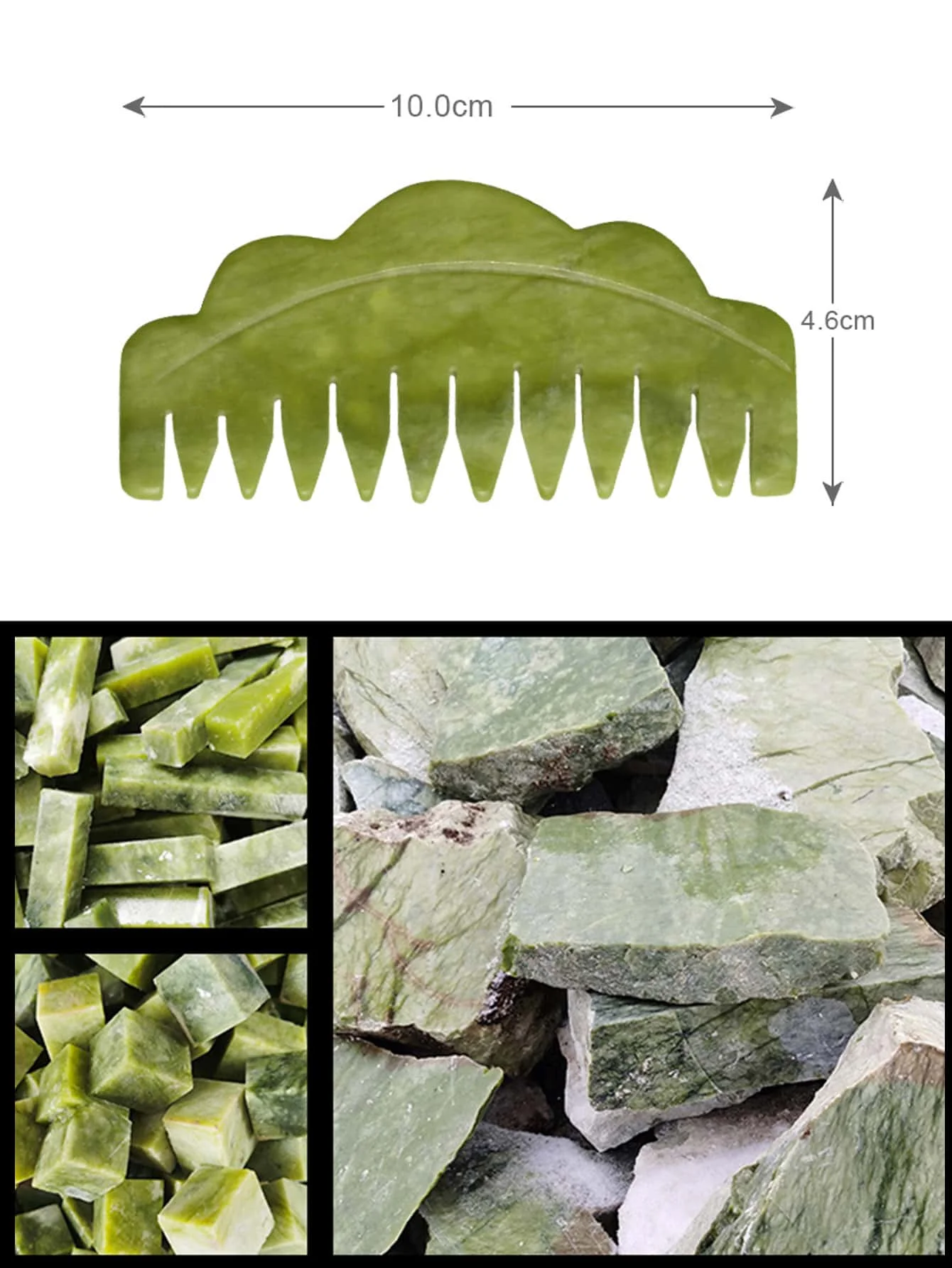 1Pc Jade Head Massager Comb Cow Horn Shaped Sawtooth Heart Gua Sha Board Unclogging Meridian Scraping Natural Jade Massage Comb