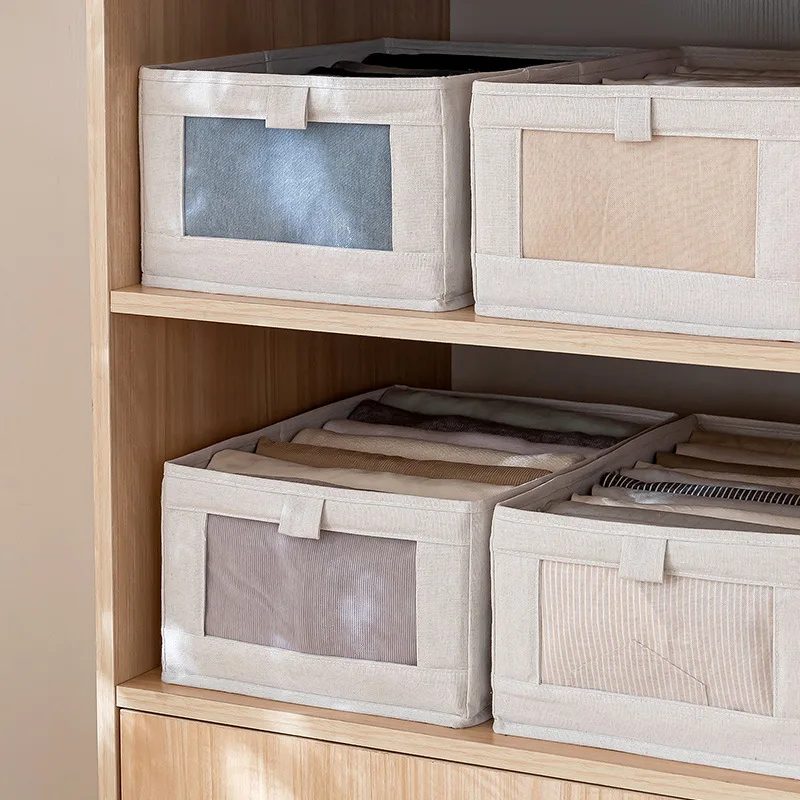 Organizer Per Cassetti In Lino Love It Store It - Set Di 2, Grigio, 30x15x15 Cm - Pieghevoli E Rinforzati - Foto 4