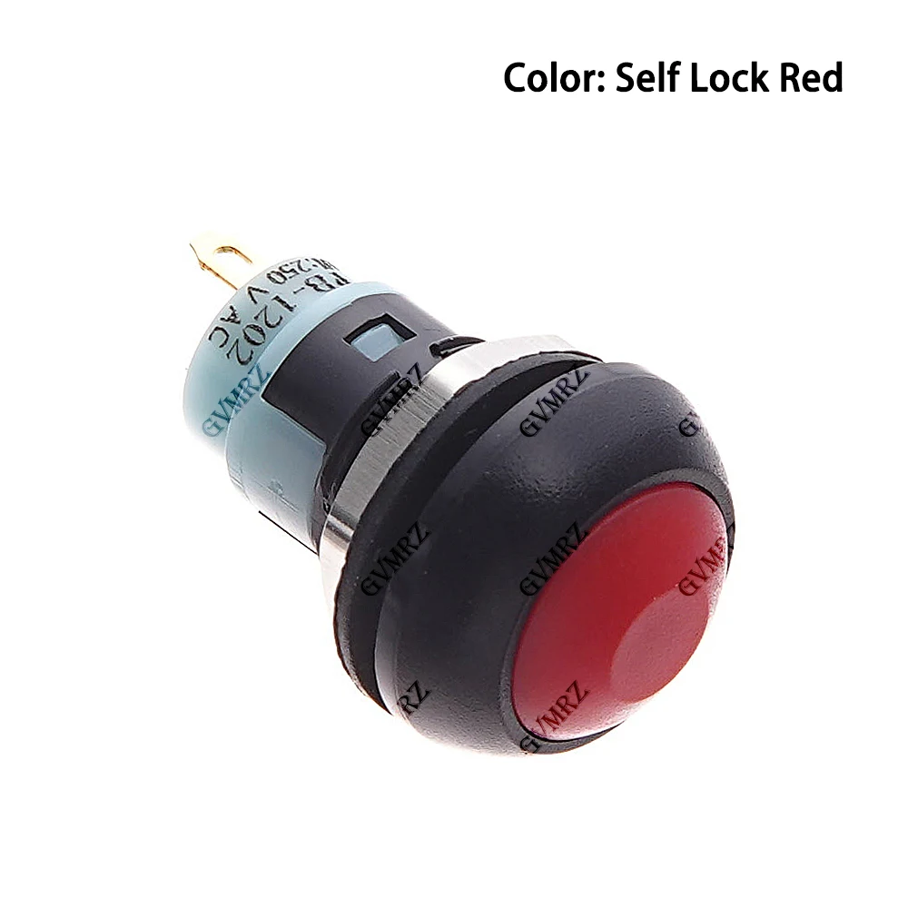 5PCS 레드 옐로우 12mm 블루 화이트 그린 미니 12mm 순간 방수 푸시 버튼 스위치 Horn1A 250V 셀프 리셋 블랙 DIY