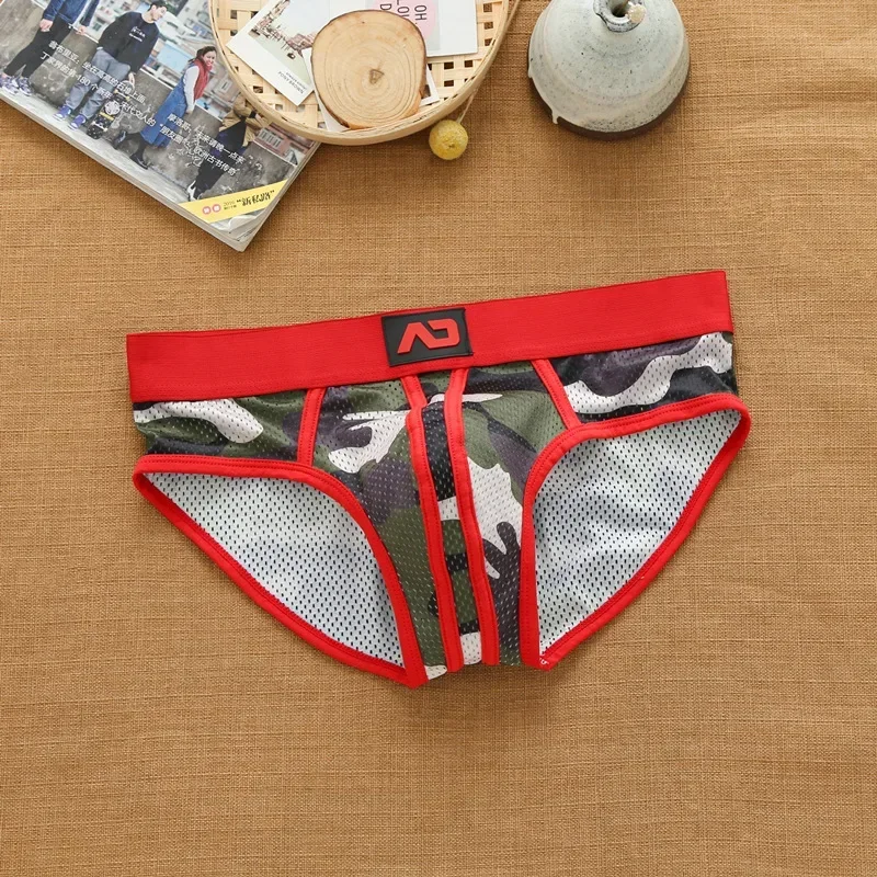 Men's nylon mesh breathable cool camouflage panties addicted youth briefs 4