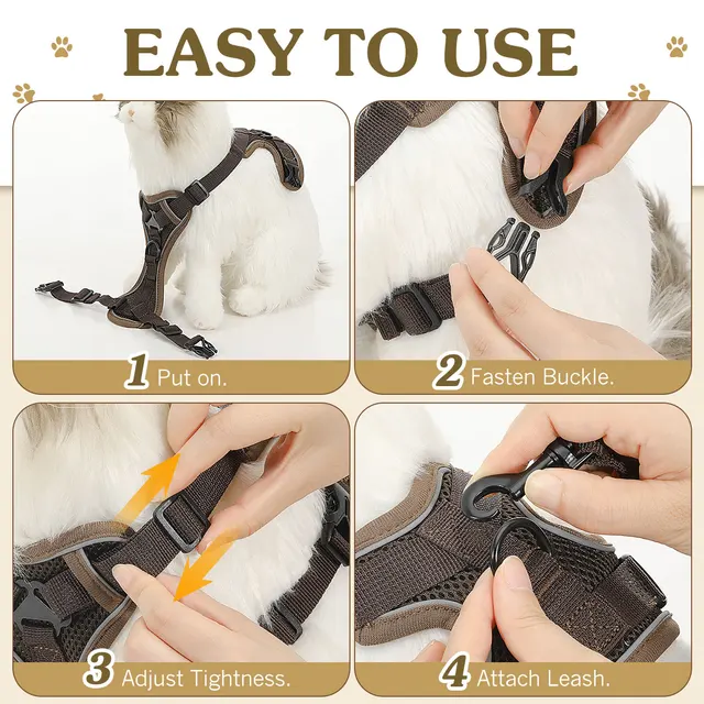 VavoPaw Cat Harness and Leash Set for Walking Adjustable Kitten Vest Harness with Reflective Strip Breathable Mesh Cat Harness 5