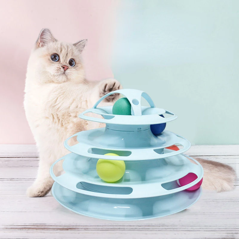 

four-layer cat turntable interactive educational cat toy cat tower relieve boredom toy ball cat and dog pet supplies