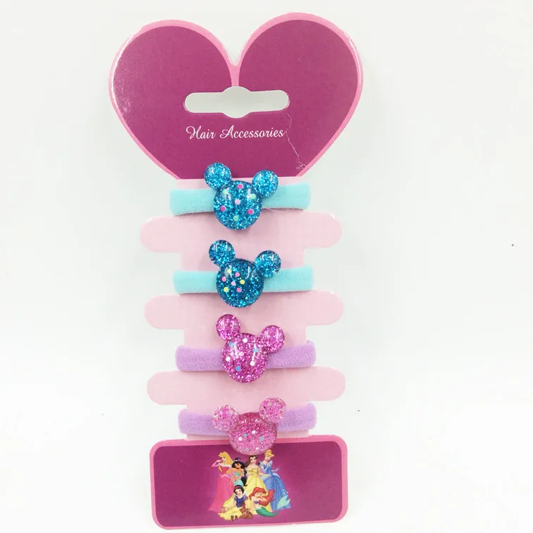 Hair Accessories 4pcs Disney cartoon Frozen children hair rope Elsa princess hair accessories cosmetic headwear girl birthday gift rubber band
