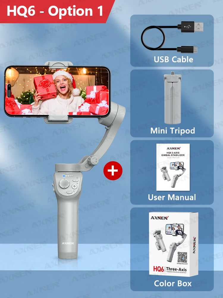 AXNEN AXNEN HQ6 スマートフォン用ジンバル AXNEN HQ6 3-Axis Foldable Gimbal Cellphone Stabilizer Smart