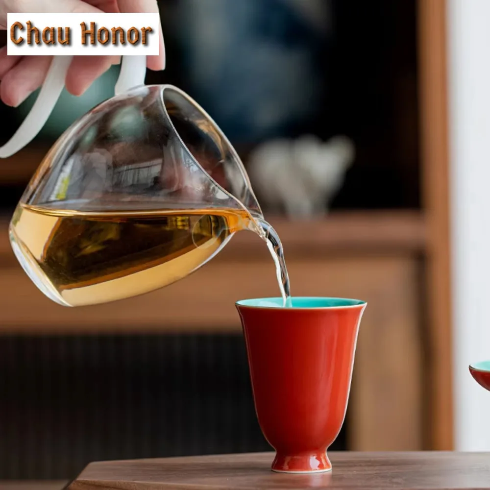 2pc/set Retro Palace Museum Red Art Ceramic Tea Cup Handmade Small Master Cup Special Taste Mug Kung Fu Tea Set Accessories 65ml