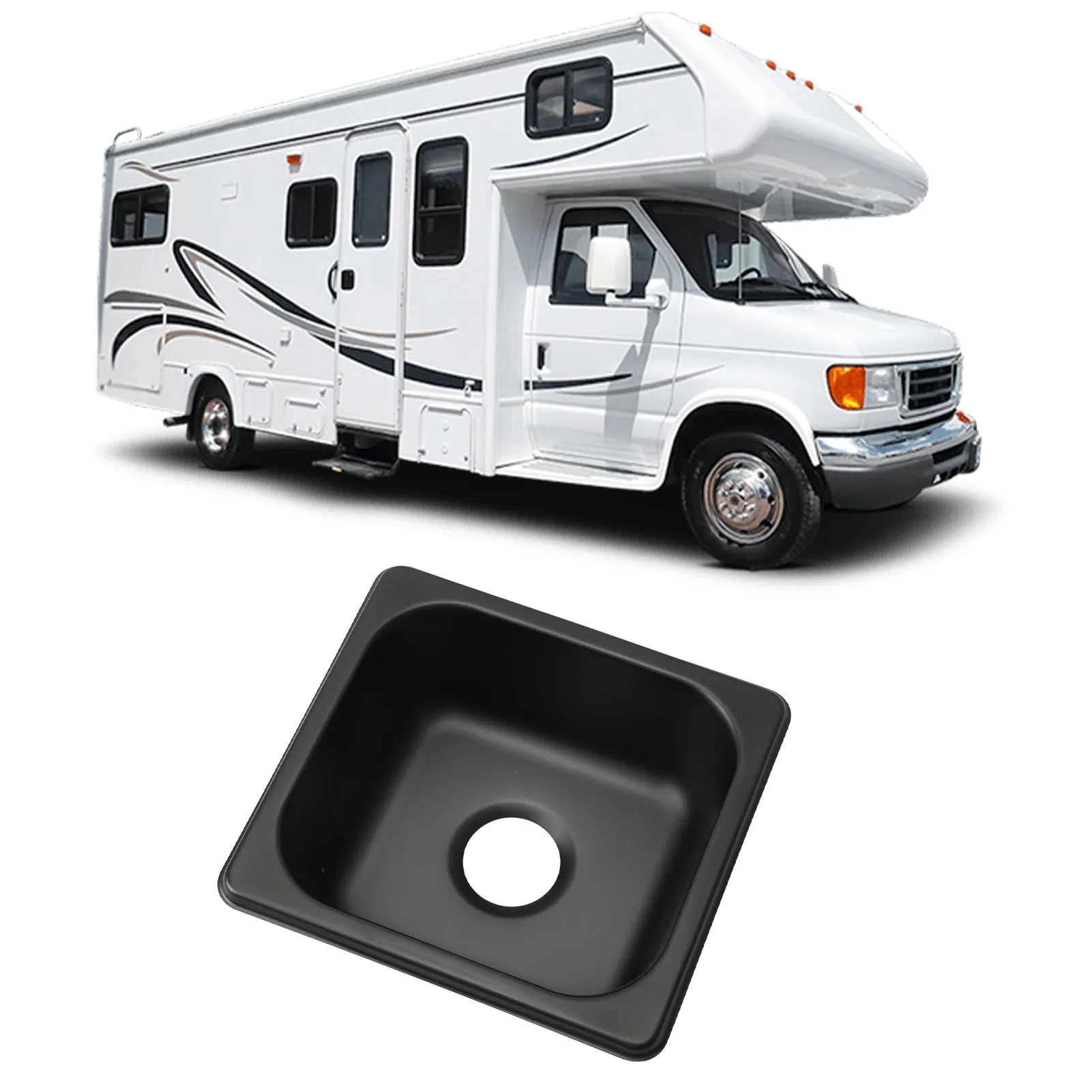 RV Sink 175 X 160 X 70mm 304 Stainless Steel Black Electroplated Drop in Bar Sink For Boat Caravan RV Camper RV Sink