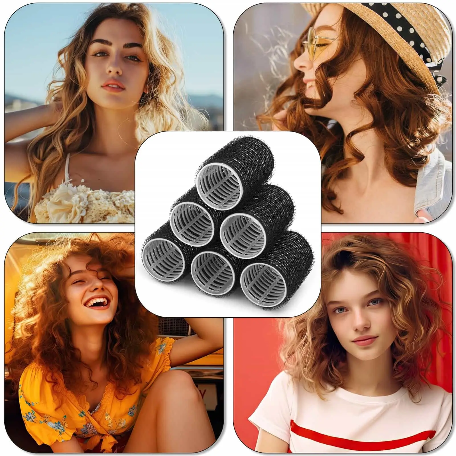 Bigodini per Capelli 6 Pezzi da 4cm, 6 Pezzi da 3cm, Bigodini Autoaderenti con 6 Fermagli per Capelli Lunghi, Lisci e Spessi - immagine 4