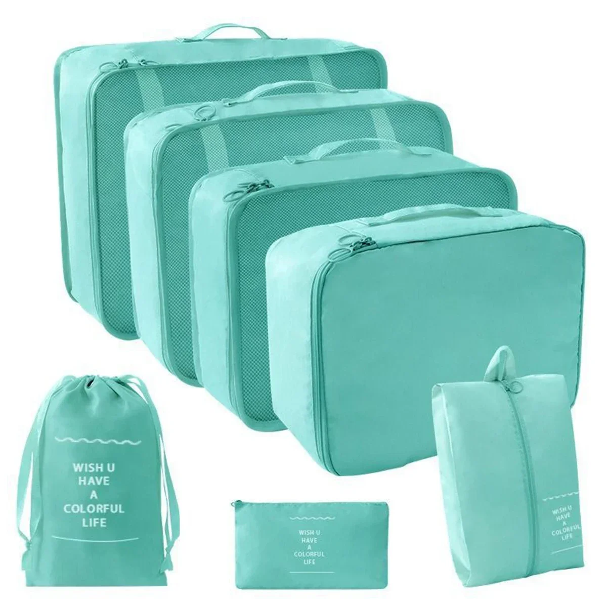 7-Piece Travel Packing Cube Set - Transparent Compression Luggage Organizers