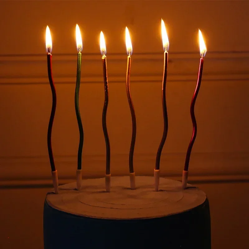 thumbnail image 4 of 6 velas curvas para tartas, cumpleaños, baby shower, revelación de género, decoración de cupcakes, adornos para velas, suministros decorativos para fiestas de bodas, 4 of 5