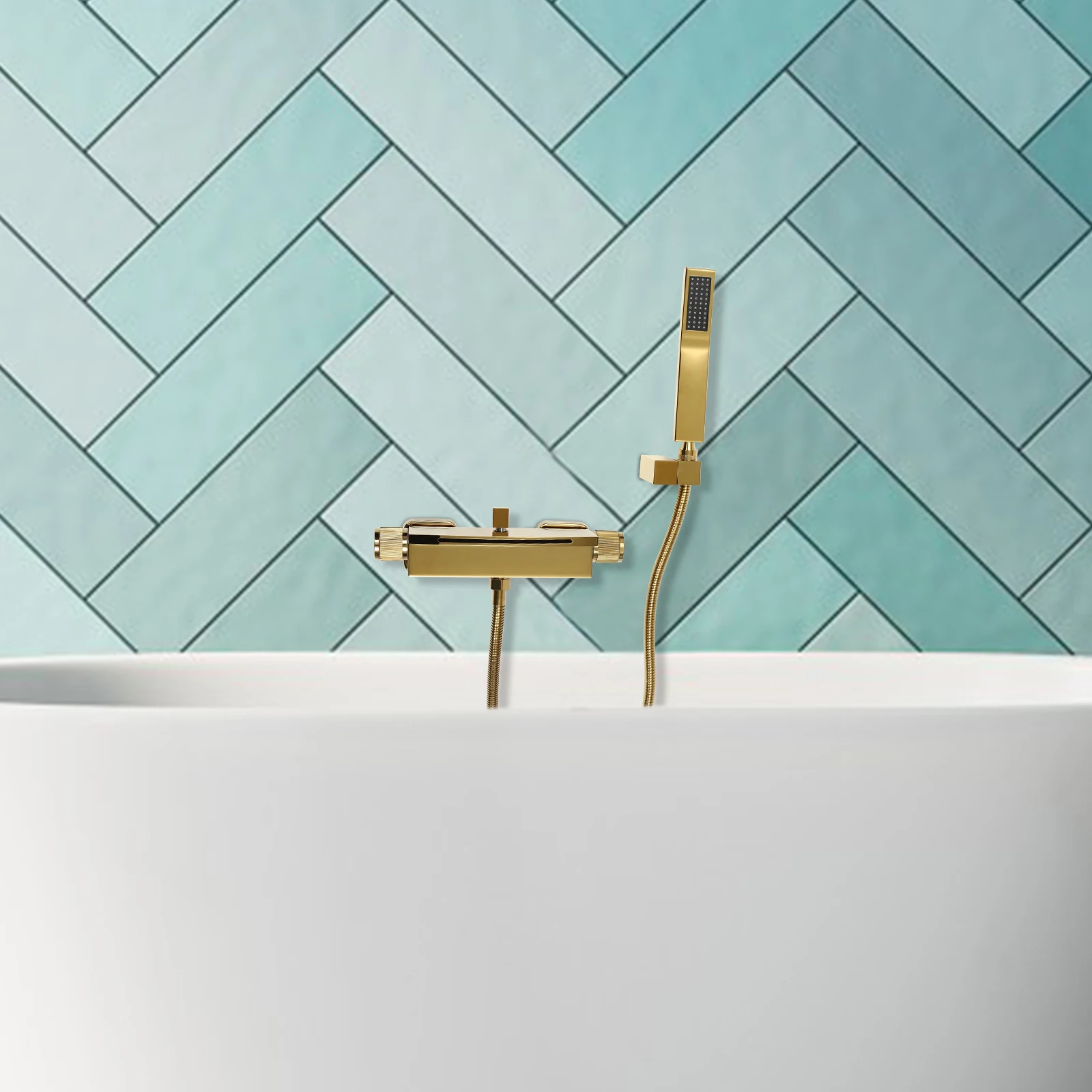 Badewannenarmatur, Wasserfall-Badewannenarmatur, komplett aus Kupfer, Wand-Wasserfall-Dusche, heißer und kalter Badewannenarmatur – Detail 4
