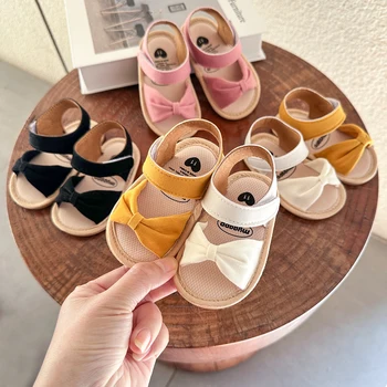 Infant Baby Girl Boy Sandals Comfort Premium Summer Outdoor Casual Beach Shoes with Flower Bowknot Anti Slip Rubber Sole Newborn 1