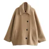 UNIZERA-Short Blended Coat for Women, Casual Polo Neck, Personalized Top, Cloak Sleeve, Winter, New 2