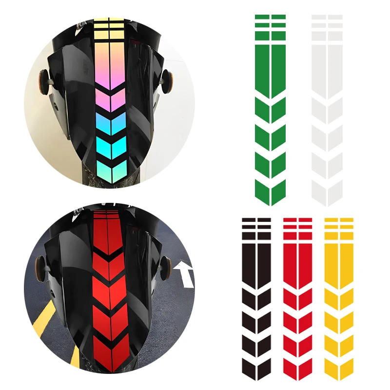 Colorful Motorcycle Arrow Stripe Stickers Reflective Waterproof Oilproof Motorcycle Fender Paste Moto Decoration Accessories 5x3cm craft paper thank you for your order self adhesive sticker gift box sealing label paste baking cake decoration packages