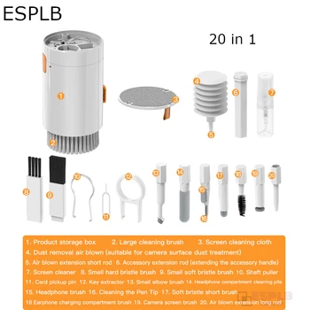 ESPLB 20 in 1/8 in 1 kit di strumenti di pulizia per Airpods fotocamera digitale auricolare telefono cellulare tastiera portatile pennello penna 1