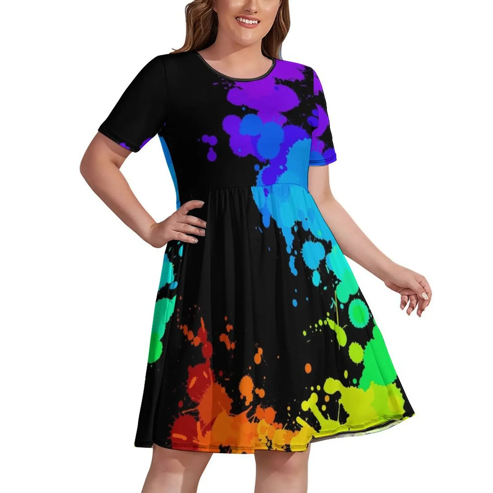 

Rainbow Splatter Dress elegant guest wedding dress Prom gown Dress women
