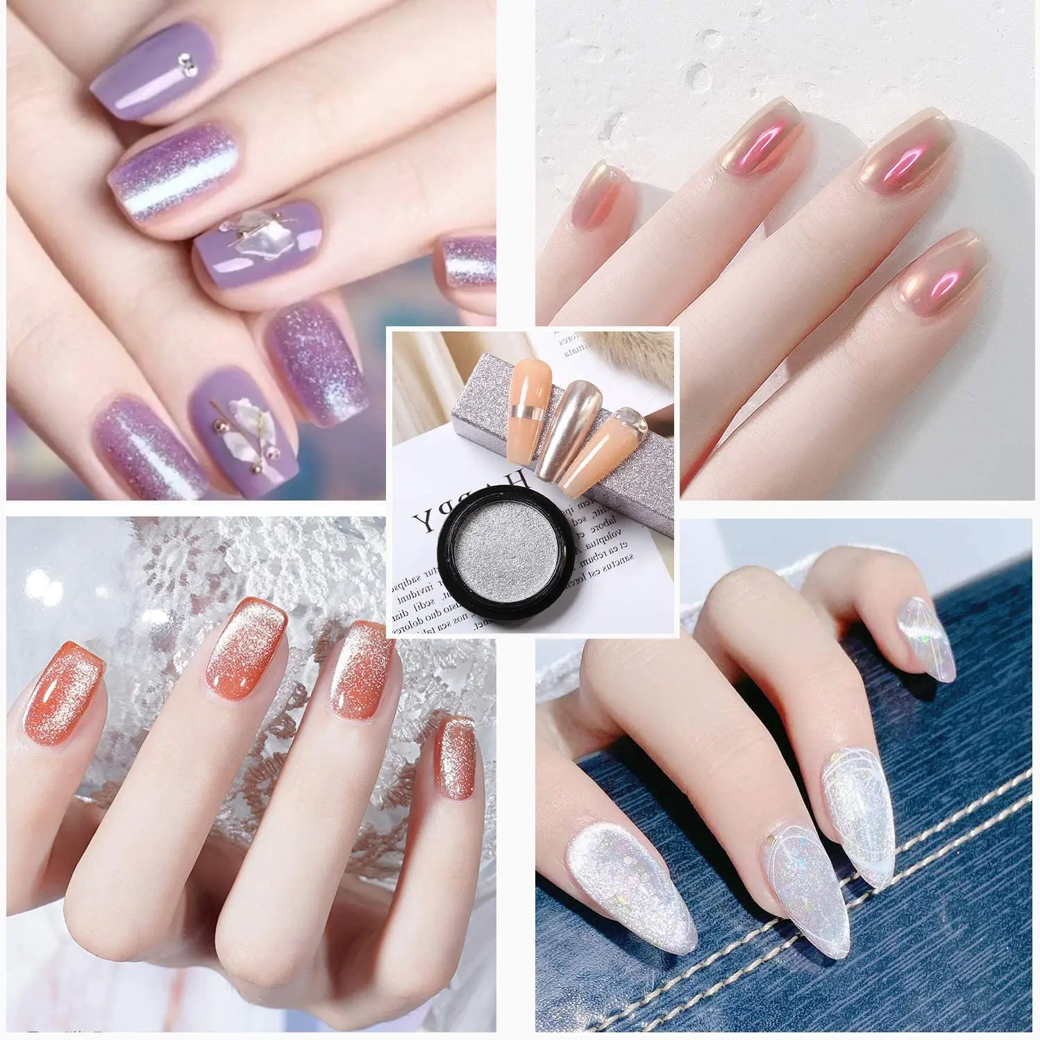 Nail Glitter Mirror Powder Chrome Dust Pigment 19Colors 0.5g Paint Dip Metallic Shiny With Magic Effect Dust 1pc nail powder,nail pigment,nail glitter,nail decoration,nail decorations