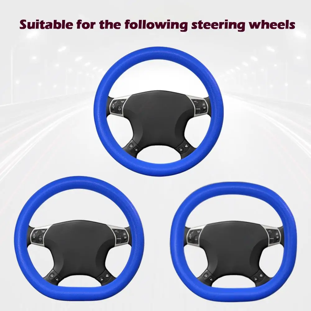 Universal Silicone Steering Wheel Cover - Soft, Textured, Multi-Color Car Accessory