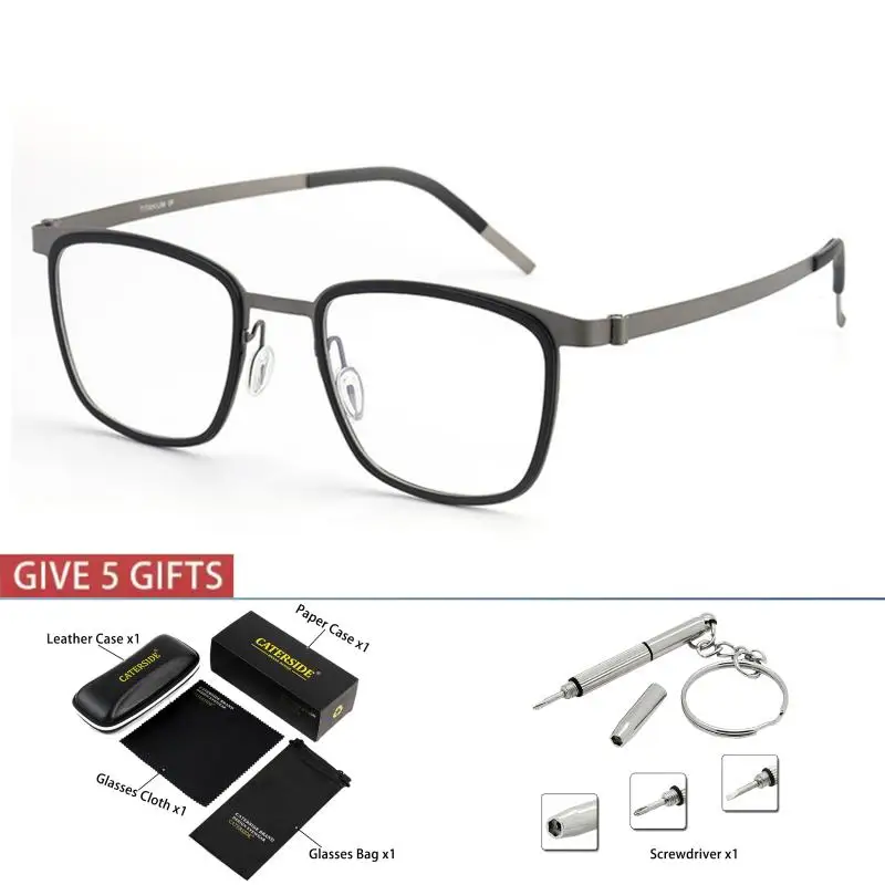 CATERSIDE Retro Quadratische Männer Brille mit Hochwertigen Titan Rahmen Lesen Optische Gläser Frauen Täglich Anti Blaues Licht Gläser – Detail 11