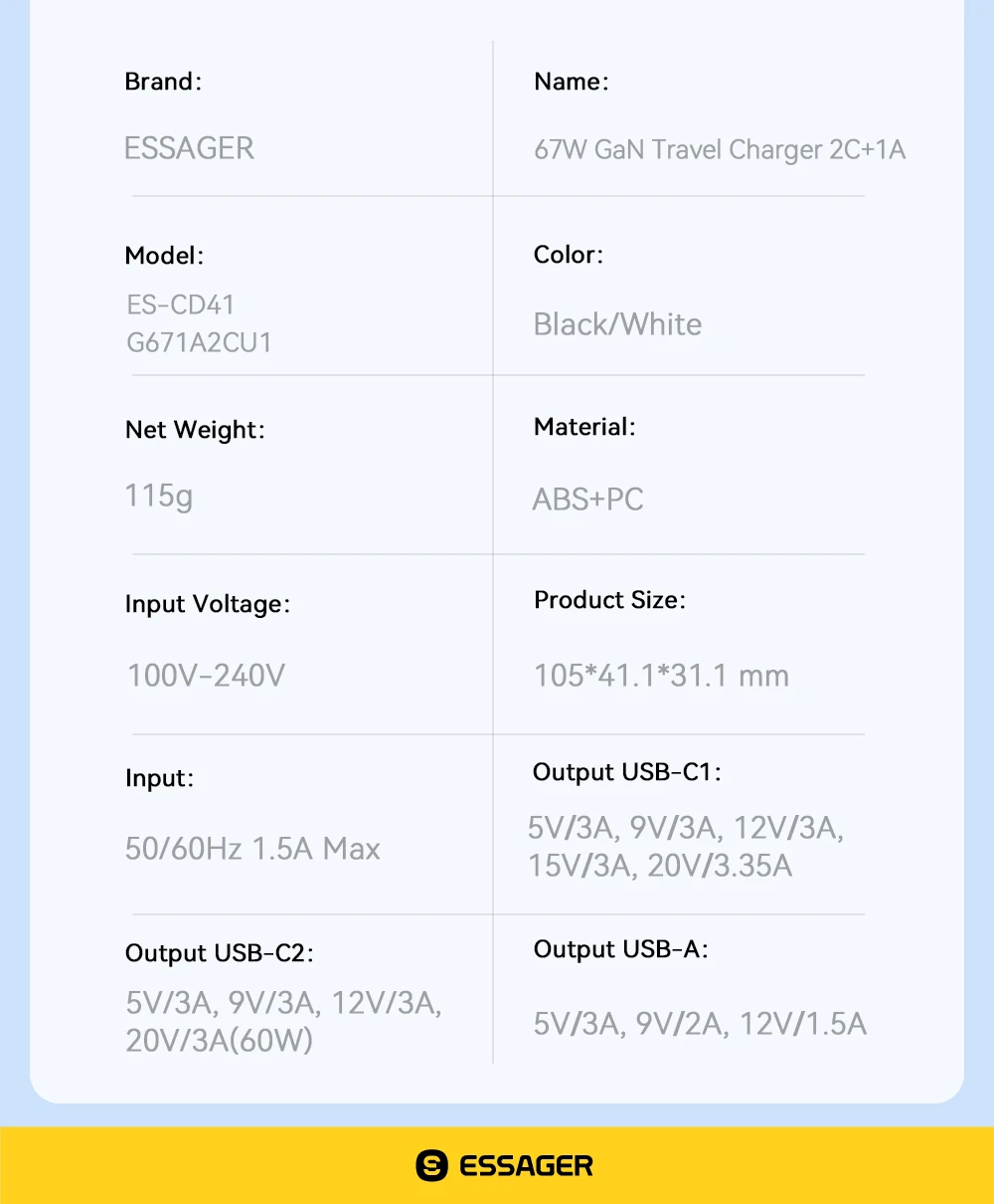 67W GaN USB Type C Charger PPS 65W Fast Charge For Samsung QC 4.0 PD 3.0 iPhone